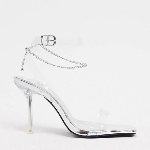 Public desire wide fit April heels in silver US size 6 - Picture 1 of 5